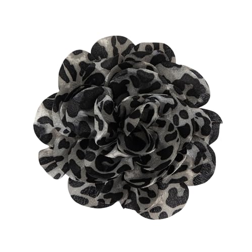 Blumenbrosche mit Leopardenmuster, Entenschnabel-Clip, übertriebene Blumenform, vielseitiges Mode-Accessoire für Frauen von YUGSHNKFC