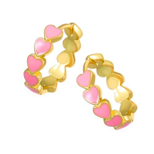 Bunte Tropföl-Ohrringe, Herz-Ohrringe, Kupfer, Ohrschnallen, Schmuck für modische Frauen, trendiges Partyzubehör, stilvolle Date-Nacht-Ohrringe von YUGSHNKFC