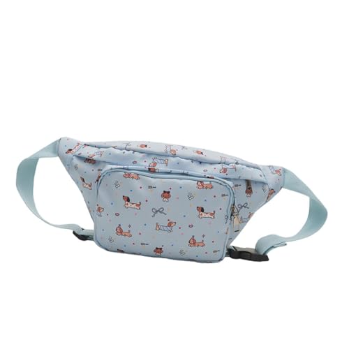 Damen Hüfttasche mit Cartoon-Dackel-Motiv, großes Fassungsvermögen, Umhängetasche, Geldbörse, lässig, Outdoor, Schultertasche, Brustgürteltasche, hellblau von YUGSHNKFC