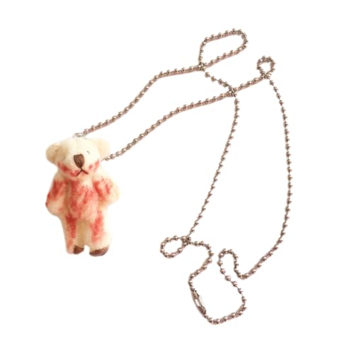 Design Plüschbär, passende Ohrringe, Halskette, Stofftier-Ohrhaken, Schmuck für Mädchen, Plüsch von YUGSHNKFC