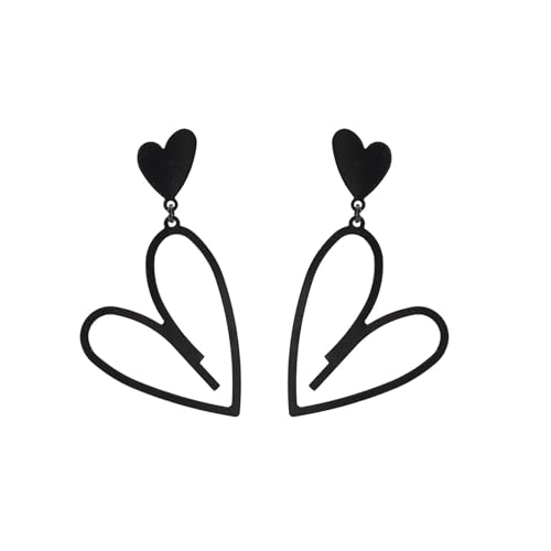 Elegante schwarze Herz-Ohrstecker, bequeme Legierung, Schmuck, modisches Ohr-Accessoire für den täglichen Gebrauch, trendige Damen-Ohrringe, Einheitsgröße, Wie beschrieben, Wie beschrieben von YUGSHNKFC