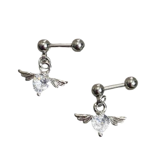 Engelsflügelherzform Ohrringe Edelstahl Körperschmuck Ohrstollen Accessoire Für Ungezwungene Oder Formelle Anlässe Rostfreier Engel Flügel Liebesohrohrschstene von YUGSHNKFC