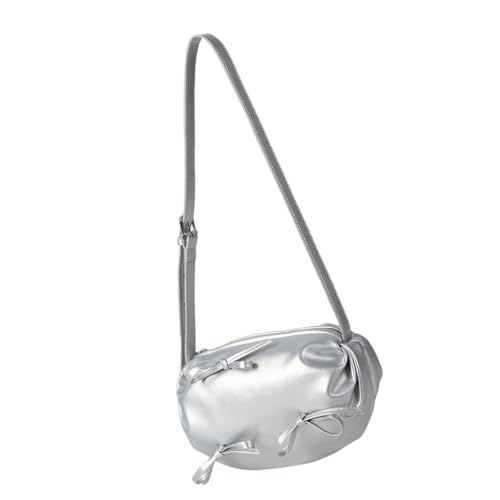 Frauen Lässig Weiche PU Leder Umhängetasche Mit Bogenknoten Solid Color Reißverschluss Crossbody Geldbörse Für Den Täglichen Gebrauch Und Ein Einkaufsmodus Falten Umhängetasche von YUGSHNKFC