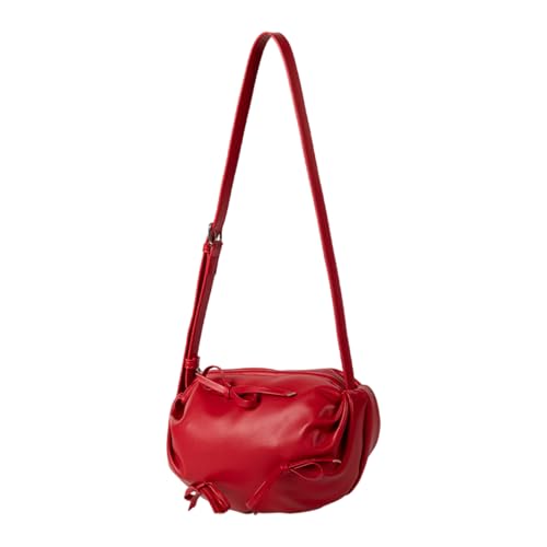Frauen Lässig Weiche PU Leder Umhängetasche Mit Bogenknoten Solid Color Reißverschluss Crossbody Geldbörse Für Den Täglichen Gebrauch Und Ein Einkaufsmodus Falten Umhängetasche von YUGSHNKFC