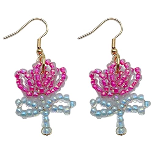 Glasperlen-Ohrringe, leichte Ohrhaken/Ohrstecker, allergiefrei, Glasperlen-Anhänger, handgefertigter Ornament-Schmuck für Frauen, Einheitsgröße, Wie beschrieben, Wie beschrieben von YUGSHNKFC