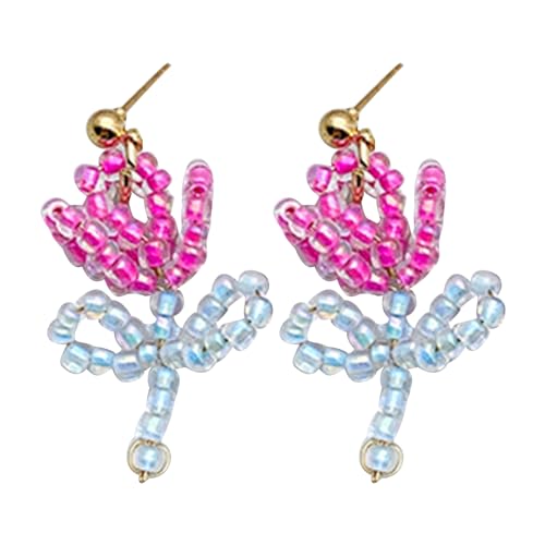 Glasperlen-Ohrringe, leichte Ohrhaken/Ohrstecker, allergiefrei, Glasperlen-Anhänger, handgefertigter Ornament-Schmuck für Frauen, Einheitsgröße, Wie beschrieben, Wie beschrieben von YUGSHNKFC