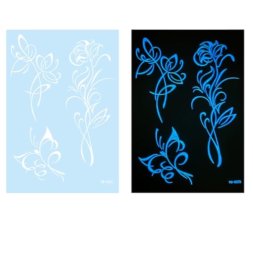 Glow In Dark Tattooed Flower Star Temporäre Tätowierte Weiß Tätowierte Aufkleber Für Hochzeit Partys Und Festivals Weiß Tätowiert Aufkleber Glow Temporäre Tätowierte Blume Tätowiert von YUGSHNKFC