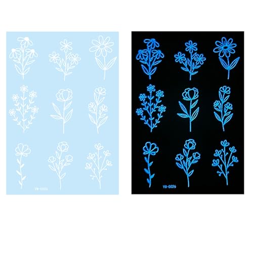 Glow In Dark Tattooed Flower Star Temporäre Tätowierte Weiß Tätowierte Aufkleber Für Hochzeit Partys Und Festivals Weiß Tätowiert Aufkleber Glow Temporäre Tätowierte Blume Tätowiert von YUGSHNKFC