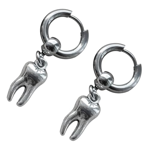 Gothic Zahn-Ohrringe, Nietenkette, Charm-Creolen-Ohrring für Damen und Herren, Punk, koreanische Mode, Ohrringe, Rock-Accessoires, Metall von YUGSHNKFC