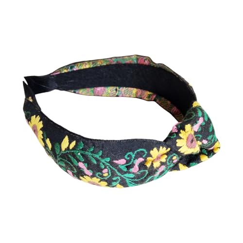 Haarreif mit Blumenstickerei, breit, geknotet, für Damen und Mädchen, ideal für Festivals und den Tag der Toten Haarreif mit Blumenstickerei, breit, geknotet, für Damen und Mädchen, ideal für Festivals und den Tag der Toten von YUGSHNKFC