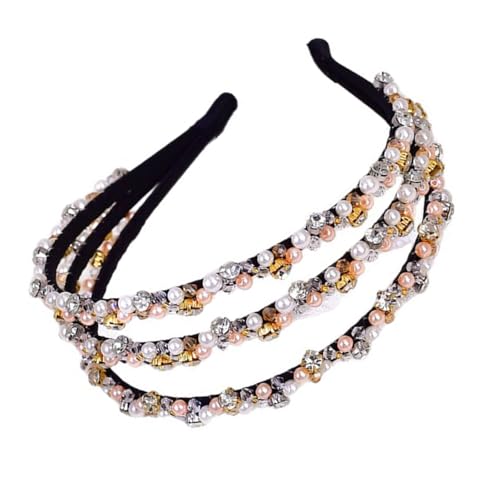 Haarreif mit Kunstperlen verziert, elegant, 3 Reihen, Haarschmuck für Braut, Fotografie, Abschlussball, Anlass von YUGSHNKFC