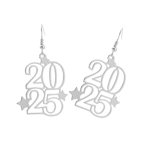 Hollow Star Und 2025 Number Drop Ohrringe Für Frauen Festival Ohrhänger Leichtes Neujahrszustand Accessoires Alloy Mode Ohrringe von YUGSHNKFC