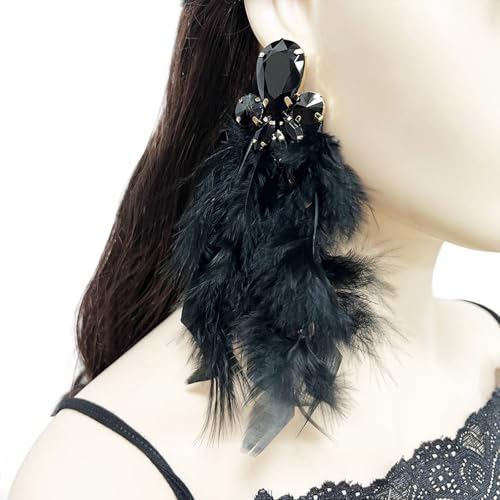 Kristall Gefiedertes Drop Ohr Schmuck Handgefertigt Extra Ohrringe Stilvolle Ergänzung Zum Täglichen Oder Abends Aussieht Extra Langer Dangle Ohrringe von YUGSHNKFC