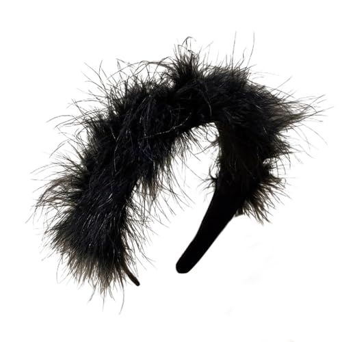 Luxuriöses, weiches gefiedertes Haarteil, Kopfbedeckung, verstellbares Stirnband für Weihnachten, Festivals, Auftritte und Partys von YUGSHNKFC