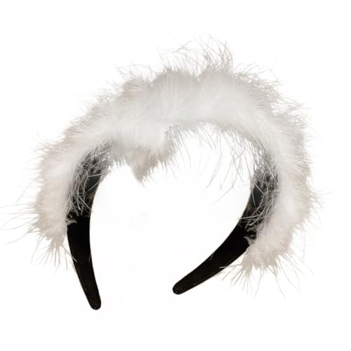 Luxuriöses, weiches gefiedertes Haarteil, Kopfbedeckung, verstellbares Stirnband für Weihnachten, Festivals, Auftritte und Partys von YUGSHNKFC