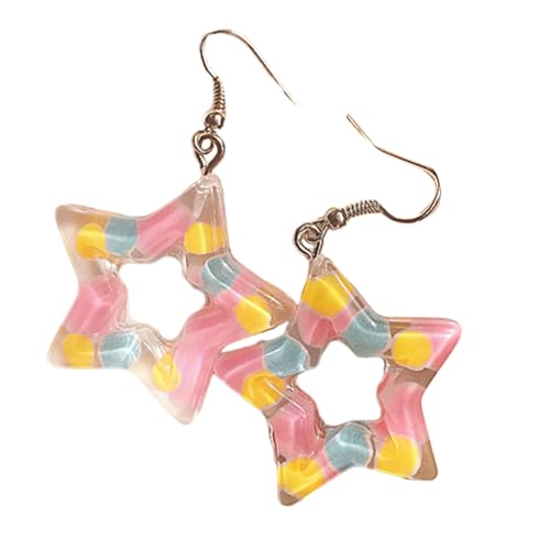 Modische, geometrische Ohrringe, auffällig, bunter Sternanhänger, Fünf-Punkt-Stern-Ohrmanschette, baumelnder Ohrring, Party, Ear hook, Kunststoff / Harz Modische, geometrische Ohrringe, auffällig, bunter Sternanhänger, Fünf-Punkt-Stern-Ohrmanschette, baumelnder Ohrring, Party, Ear hook, Kunststoff / Harz von YUGSHNKFC