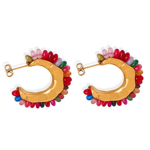 Multi Farb Ohrringe Naturalstein Vintage Ästhetik Geeignet Für Passende Einzigartige Und Elegante Looks Einzigartige Ohrringe von YUGSHNKFC