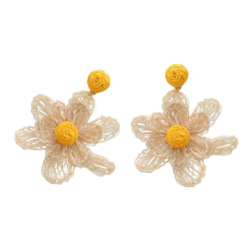 Raffia Strohblume Ohrringe Frauen Ohrschmuck Anhänger Raffia Textur Mode Ohrzubehör Für Urlaub Einzigartig von YUGSHNKFC