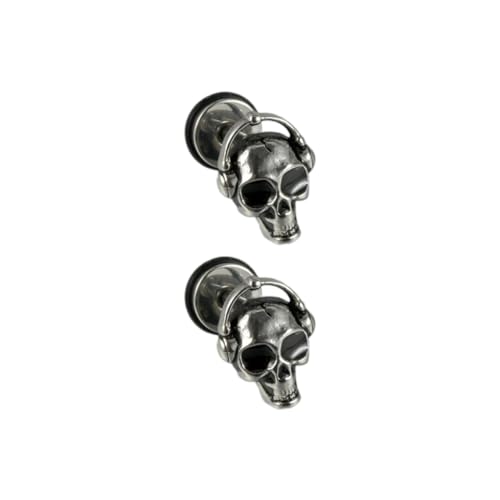 Stilvolle Edelstahl-Totenkopf-Ohrschmuck, Gothic-Ohrringe, Stern-Ohrstecker, Ohrschmuck, geeignet für den täglichen Gebrauch und Partys, Edelstahl, Silikon von YUGSHNKFC