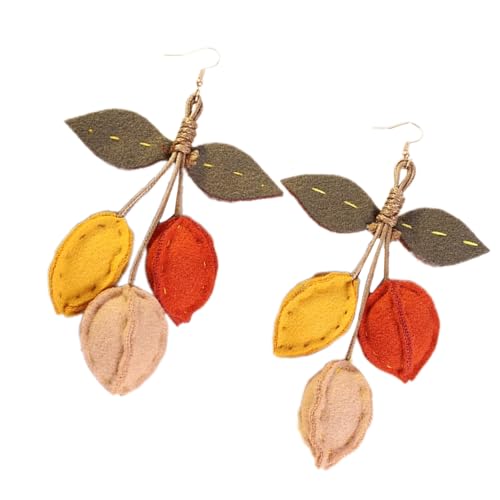 Stilvolle Herbst-Ohrringe für Damen, groß, handgefertigt, Stoff, Kürbis-Sonnenblumen-Designs, Statement-Schmuck, künstlerische Stile, Ohrringe, Einheitsgröße, Wie beschrieben, Wie beschrieben von YUGSHNKFC