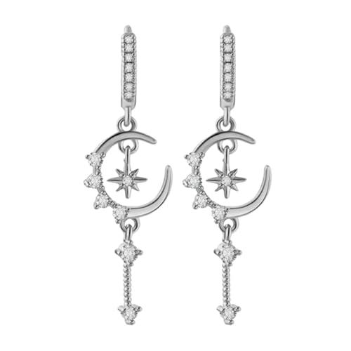 Stylish Star Moon Blumenohrohrschstene Mit Winzigen Asphaltierten Zirkon Verzierungen In Poliertem Kupfer Finish Schimmernde Set Zirkonia Stollen von YUGSHNKFC