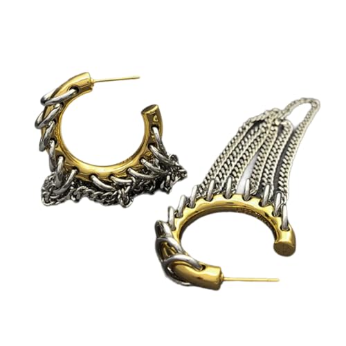 Übertriebene lange Quasten-Ohrstecker, Metall-Creolen, Verzierung für Damen und Herren, Kette, C-Form, Ohrschmuck, Kupfer Übertriebene lange Quasten-Ohrstecker, Metall-Creolen, Verzierung für Damen und Herren, Kette, C-Form, Ohrschmuck, Kupfer von YUGSHNKFC