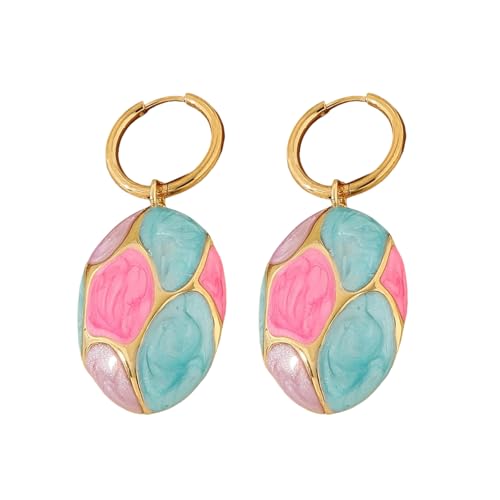 Vielseitige ovale Edelstahl-Ohrringe mit schlankem Tropfenöl-Finish, ideal zur Verschönerung jedes Outfits, stilvolle Damen-Ohrringe, Einheitsgröße, Wie beschrieben, Wie beschrieben von YUGSHNKFC