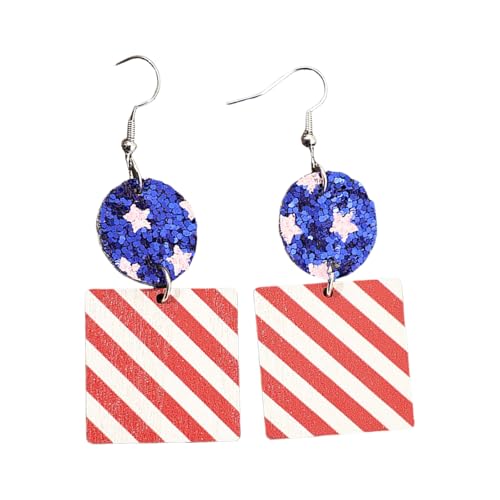 Vintage Styles Patriotische Ohrringe Mit Schichtdruck Und Amerikanern Flaggen Pailletten Für Independence Day Feierlichkeiten Patriotischer Schmuck von YUGSHNKFC