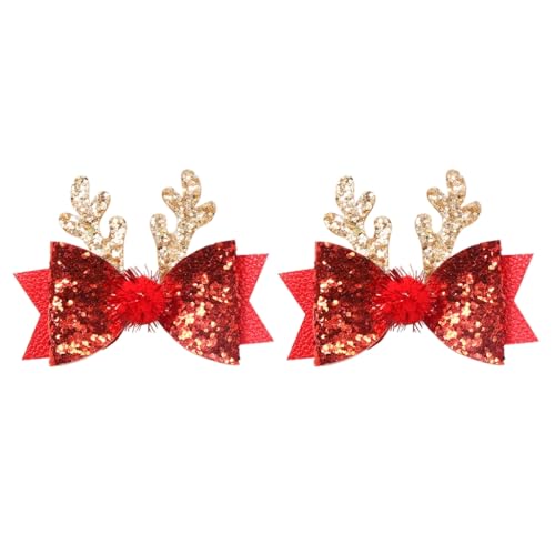XIAHIOPT Funkelnde Haarspange mit Pailletten Schleife Hirsch Horn Haarnadel für Mädchen Festliche Kopfbedeckung Weihnachtsgeschenk von YUGSHNKFC