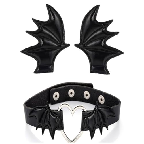 XIAHIOPT Haarspangen für Mädchen, Halloween, Cosplay, Teufelsflügel, Haarnadel, Kopfbedeckung, Punk, Haarschmuck, einzigartige schwarze Kopfbedeckung von YUGSHNKFC