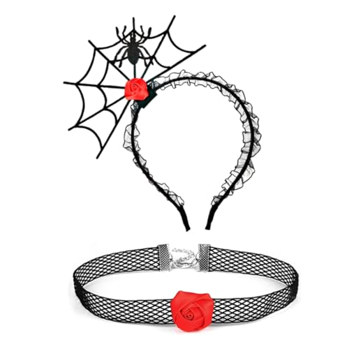 YUGSHNKFC 1 Set Halloween Cosplay Spinnennetz Stirnband und Spitze Choker Cosplay Lovely Kostüm Karneval Party Zubehör für Erwachsene von YUGSHNKFC