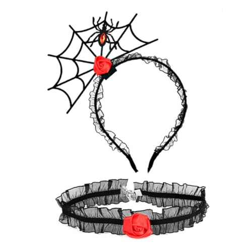 YUGSHNKFC 1 Set Halloween Cosplay Spinnennetz Stirnband und Spitze Choker Cosplay Lovely Kostüm Karneval Party Zubehör für Erwachsene von YUGSHNKFC
