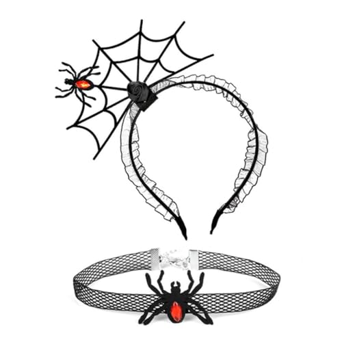 YUGSHNKFC 1 Set Halloween Cosplay Spinnennetz Stirnband und Spitze Choker Cosplay Lovely Kostüm Karneval Party Zubehör für Erwachsene von YUGSHNKFC