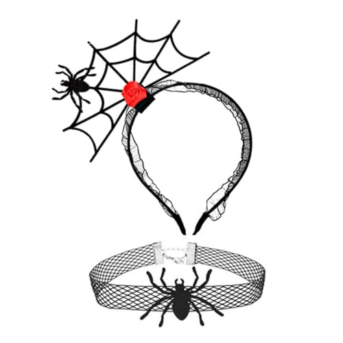 YUGSHNKFC 1 Set Halloween Cosplay Spinnennetz Stirnband und Spitze Choker Cosplay Lovely Kostüm Karneval Party Zubehör für Erwachsene von YUGSHNKFC
