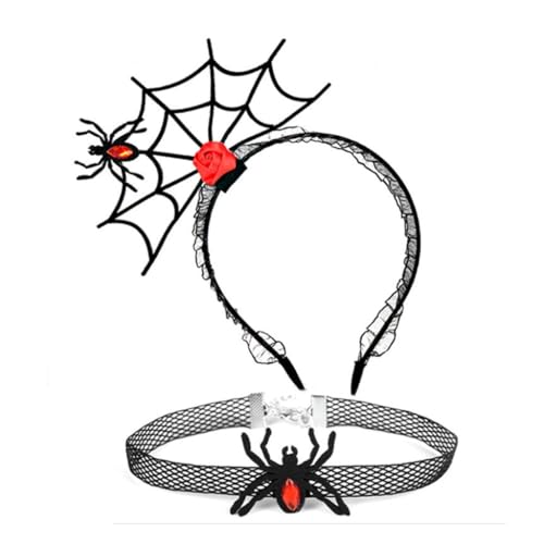 YUGSHNKFC 1 Set Halloween Cosplay Spinnennetz Stirnband und Spitze Choker Cosplay Lovely Kostüm Karneval Party Zubehör für Erwachsene von YUGSHNKFC