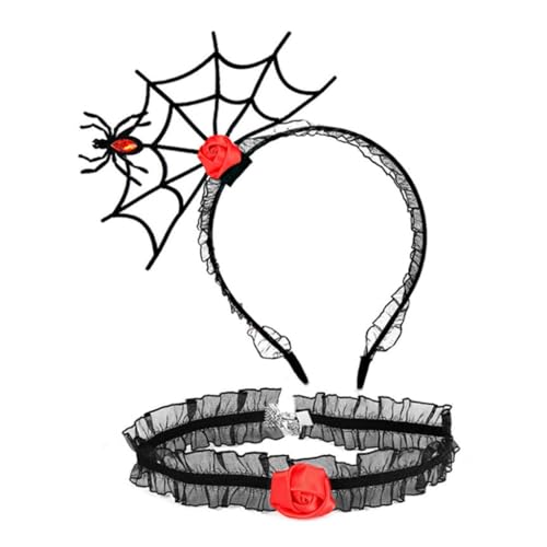 YUGSHNKFC 1 Set Halloween Cosplay Spinnennetz Stirnband und Spitze Choker Cosplay Lovely Kostüm Karneval Party Zubehör für Erwachsene von YUGSHNKFC