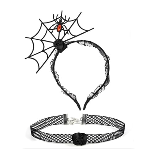 YUGSHNKFC 1 Set Halloween Cosplay Spinnennetz Stirnband und Spitze Choker Cosplay Lovely Kostüm Karneval Party Zubehör für Erwachsene von YUGSHNKFC