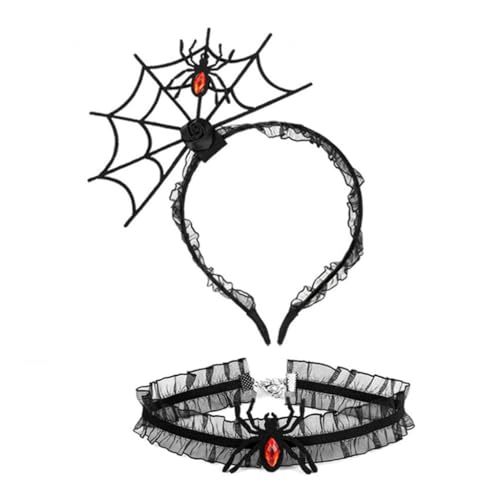YUGSHNKFC 1 Set Halloween Cosplay Spinnennetz Stirnband und Spitze Choker Cosplay Lovely Kostüm Karneval Party Zubehör für Erwachsene von YUGSHNKFC