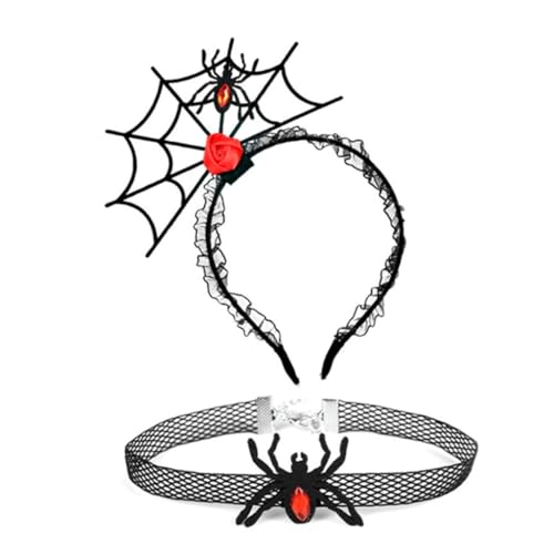 YUGSHNKFC 1 Set Halloween Cosplay Spinnennetz Stirnband und Spitze Choker Cosplay Lovely Kostüm Karneval Party Zubehör für Erwachsene von YUGSHNKFC