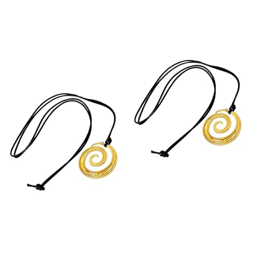 YUGSHNKFC 2 Stück stilvolle runde Metall-Anhänger-Halskette, verstellbare Kette, geeignet für modische Pullover-Accessoires, Metall von YUGSHNKFC