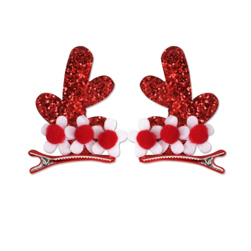 YUGSHNKFC 2 x Cartoon-Weihnachts-Haarspangen, Festival-Kopfbedeckung für Damen, Kinder, Pony, Fotografieren, Einkaufen, Reisen von YUGSHNKFC