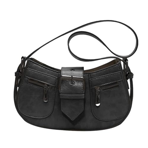 YUGSHNKFC 2023 Schultertaschen Große Kapazität Unterarmtasche PU Leder Tote Mode Handtasche Vielseitige Achsel für Mädchen Frauen Modische Umhängetasche, Schwarz , One Size von YUGSHNKFC