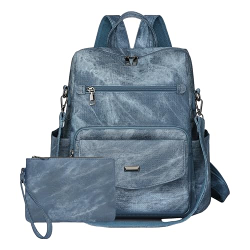 YUGSHNKFC 2pieces Pu Leder Rucksäcke Geldbörsen Für Frauen Damen Umhängetaschen Modearbeit Travel Handtaschen Mit Geldbörsen Design Rucksäcken von YUGSHNKFC