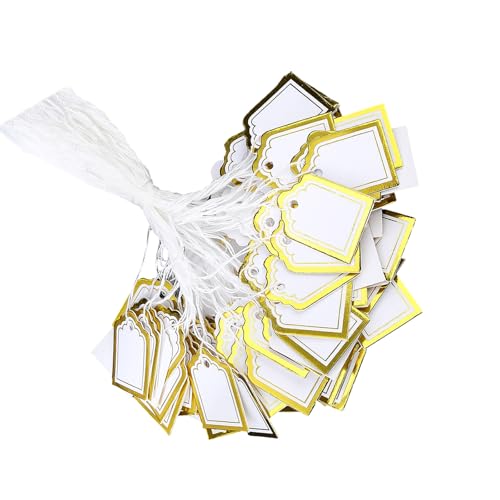 YUGSHNKFC 500pcs Goldene Vereitelten Trapezhänge Etiketten Vor Cut Löcher Massenmenge Einzelhandelsgeschäftspreise Marker Trapezpreis Etiketten Papier von YUGSHNKFC