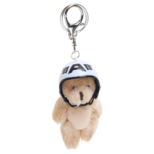 YUGSHNKFC Bear Key Mit Helmen Plüschhelmhelmstieranhänger Keychain Mode Rucksack Hanging Ornament Für Frauen Bogenknoten Zauberschmuck von YUGSHNKFC
