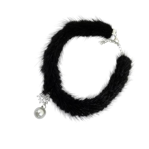 YUGSHNKFC Bequeme Halskette für Damen, weiches Plüsch, Schlüsselbeinkette, kurze Halskette, flexibler Schmuck für Herbst und Winter, Strasssteine von YUGSHNKFC