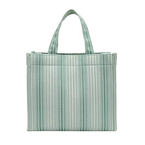 YUGSHNKFC Canvas Einkaufstasche Käufer Freizeittasche Großkapazität Einkaufsschulterbetrieb Für Frauen Mode Striped Handtasche Schwarz Beige Grün von YUGSHNKFC