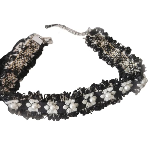 YUGSHNKFC Choker-Halskette mit kleiner Blume, niedlich, cool, Halsband, Temperament-Halsband, Schmuck, Schlüsselbein-Kette, Stoff von YUGSHNKFC