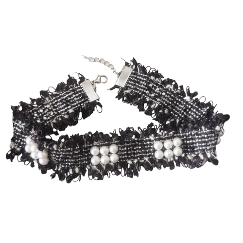 YUGSHNKFC Choker-Halskette mit kleiner Blume, niedlich, cool, Halsband, Temperament-Halsband, Schmuck, Schlüsselbein-Kette, Stoff von YUGSHNKFC