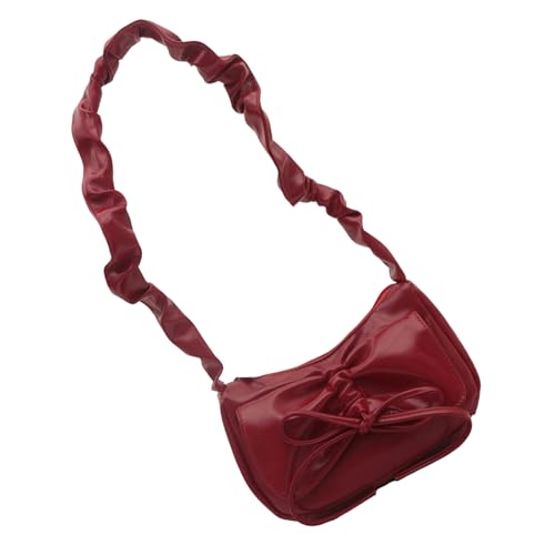 YUGSHNKFC Damen Elegante Falten Satchel Mit Bogenknoten Ästhetischer Mondform Umhängetasche Reißverschlüsse Handtasche Geldbörse Für Den Täglichen Gebrauch Ästhetischer PU Leder Umhängetasche von YUGSHNKFC